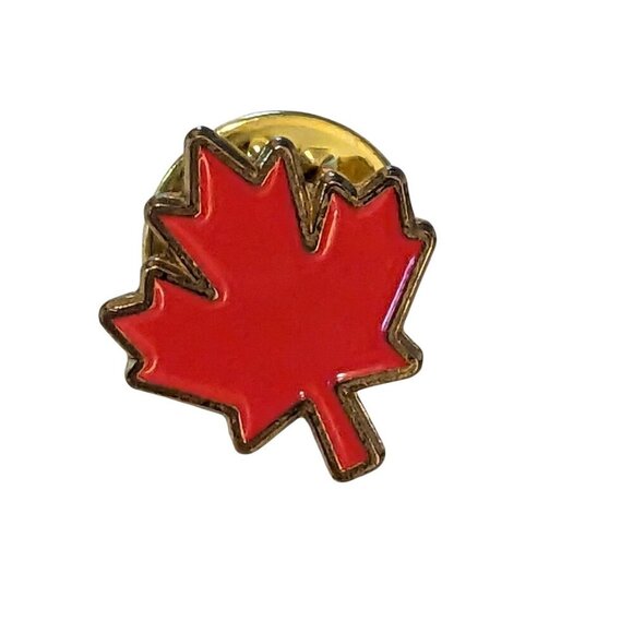 Red Maple Leaf Tie Tack Pin Canada Patriotic Mens Jewelry - Picture 1 of 2